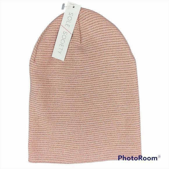 NWT SOLE SOCIETY Pink Rose Metallic Winter Hat - Picture 5 of 5